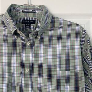 Lands End No Iron Pinpoint Oxford Button Down Dress Shirt Size 16 - 32